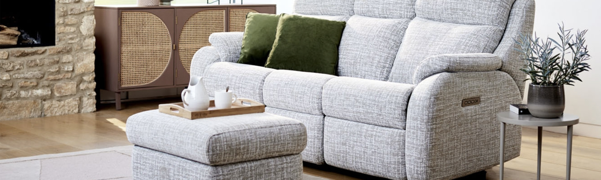Fabric 3 Seater Power Recliner Sofas
